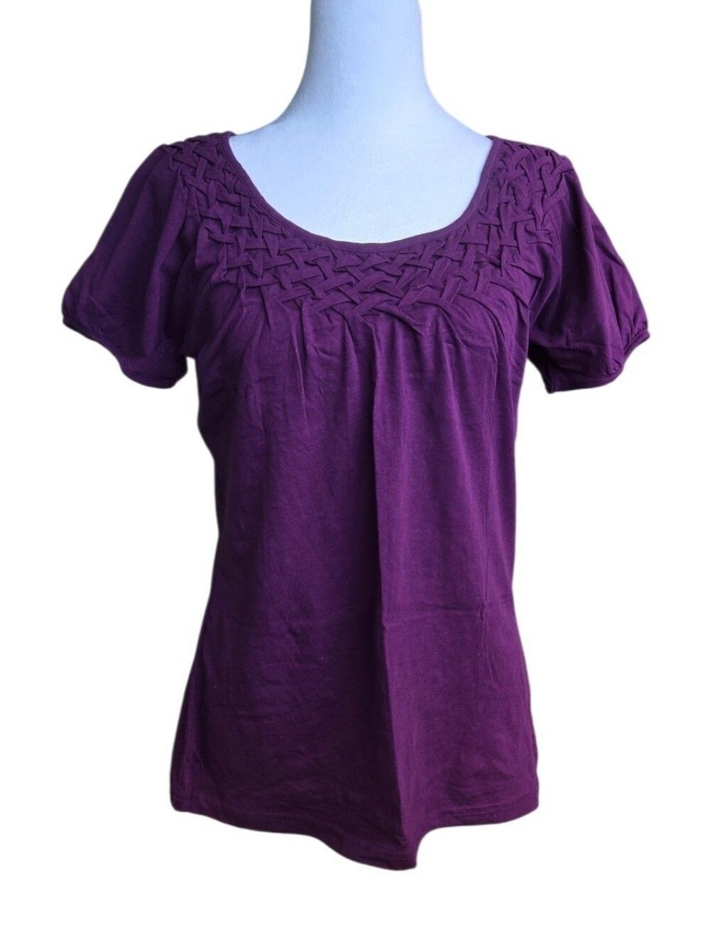Peace & Pearls Women's Size Medium Purple Blouse